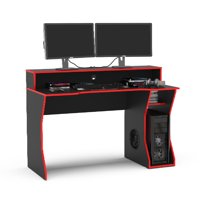 BOAHAUS MINATO Black & Red Gaming Desk, dvostruki vrh, police, mat