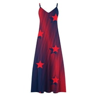 Atinetok Maxi haljine za žene V-izrez zvijezda Star Print ljetni trendy duga haljina modni labavi visoki