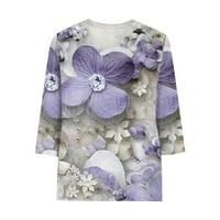Hanas ženske proljeće-ljeto majice sa sedam tačaka rukav modni štampani okrugli vrat Casual labavi Top
