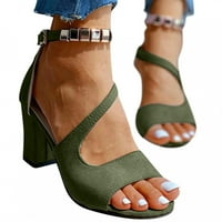 Sandale za žene ljetne ženske otvorene pete zdepaste štikle Ležerne klinaste sandale sa patentnim zatvaračem