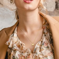 Miabella Ženska ogrlica za žensko srce i ključ - žuti srebrni W 18K bijelo pozlaće, 16 + 2in lanac