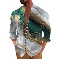 Ljetni trendi čišćenje muški košulja Muška retro casual labava majica s dugim rukavima modna stajaća ovratnik