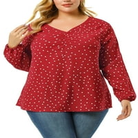 Unique Bargains ženska bluza od šifona sa mrežastim jarmom i izrezom Plus Size