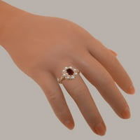 Britanski prirodni granat od 10k ružičastog zlata i kultivirani biser žene obećavaju Opcije veličine prstena-Veličina