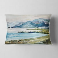 Designart Blue Hills Over Sea - pejzažni štampani jastuk za bacanje - 12x20