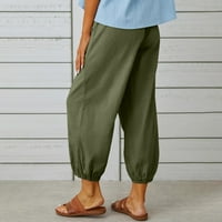 Riforla Ženske hlače Žene Ljeto Visoke listerne hlače široke noge pantalone za hlače sa džepom udobne