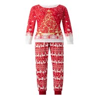 Božić odgovarajući pidžame za porodicu, prekrasna Tree Print Dugi rukav Tops + Elk pantalone Set