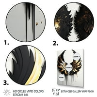 Designart crna srebrna i Zlatna anđeoska krila III platna zidna Umjetnost