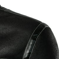 Viadha jakna za muškarce Modni ležerni kaput debeli kožni kaput dugih rukava sa kopčom sa zatvaračem patentni kožni kaput topli vjetroottni kaput