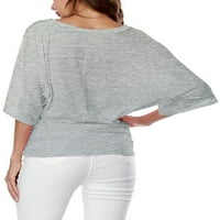 Vintage prevelizirani labavi dolman vrhovi ženske ležerne bašte rukave V-izrez za bluzu za izrez na vrhu labave fit na daske tuničke majice