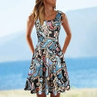 Ljetne haljine za žene dame Ljeto bez rukava u vratu A-line kratka ležerna kasuta labava haljina