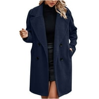 Scyoekwg ženska jakna dugih rukava kaputi s dugim rukavima Loš labavi jakne dugme džep plišana topla jakna