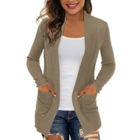 Simu ženski jaknski kaput lagani mekani topli ženski kardigani sa džepovima, ležerni lagani otvoreni džemperi