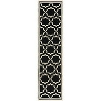 Dhurrie Myles Geometric Marokanski prostir za trkač vune, Crna Slonovača, 2'6 10 '