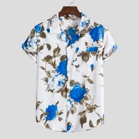 FreshLook muškarci Casual kratki rukav muški Moda etnički kratki rukav Casual Printing havajska košulja bluza majica, plava l