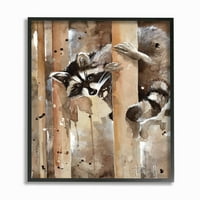 Stupell Industries rakun u šumi akvarelna slika životinja uramljena zidna Umjetnost Sean Parnell