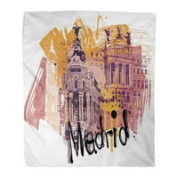 Bacajte pokrivač toplo ugodno print flanel plava Španija Madrid City Yellow Toledo Architecture Udobna