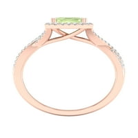 Carski dragi kamen 10k ružičasto zlato smaragdno rezani zeleni ametist CT TW dijamantski Halo ženski prsten