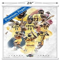 Cleveland Cavaliers - Lebron James zidni poster sa drvenim magnetskim okvirom, 22.375 34