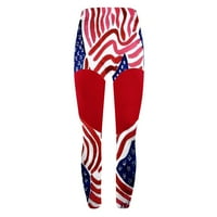 Smanjenje Ryrjj ženski visoki struk joga hlače Američka zastava Kompresija tijesne pantalone Dan neovisnosti