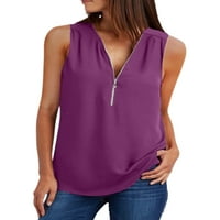 Paille Dame T majice Spremnici Spremljene boje vrhova bez rukava Vest Seksi odmor Tee Purple 5xl