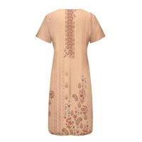 Dyegold sarafani za žene Casual ljeto-ljetne haljine Plus veličine za žene V-izrez kratki rukavi Vintage