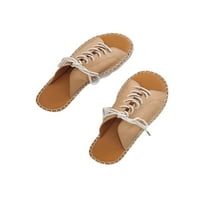 Daeful ženske ravne sandale Peep Toe Slide Sandal pertle up ljetni tobogani Neklizajući klizač na cipelama