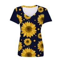 Ženski topsWomen modni Casual V-izrez kratki rukav suncokretov Print Top bluza