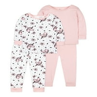 Little Star Organic Baby & Toddler Girl Dugi rukav Shirt & Pants Snug Fit pidžama, veličina mjeseci - 5T