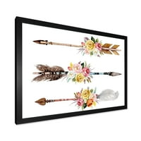 Designart 'cvijeće i etničko perje na Native Arrows II' boemski i eklektični uokvireni umjetnički Print