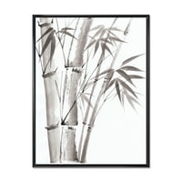 Designart 'detalj Palmi bambusa na bijelom III' tradicionalni uramljeni platneni zidni umjetnički Print