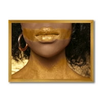 Designart' Afro američka djevojka sa zlatnom bojom na tijelu ' moderni uokvireni umjetnički Print