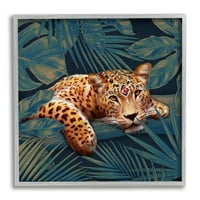Tropski Leopard Glitz Gem Safari Mačka Džungla Biljke Uokvirena Slika Art Print