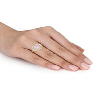 9-karatni T. G. W. Etiopski Opal i karat T. W. dijamant 14k žuto zlato 3-Kom Set Halo Vereničkog prstena