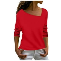 Fragarn ženska majica bluza klirens Moda Casual nepravilan V-izrez jednobojne Henley majice dugih rukava