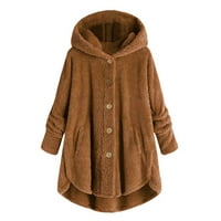 Idoravan zimski kaputi za žene plus veličina klirens žene plus veličina dugme plišani vrhovi sa kapuljačom labavi kardigan vuneni kaput zimska jakna