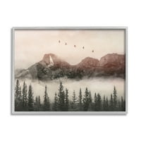 Stupell Industries foggy Weather planinski pejzaž ptice borovi uokvireni zidna Umjetnost, 11, dizajn Daniel Sproul