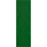 Ekena Millwork 15 W 76 H True Fit PVC centar X-Board Seoska kuća sa fiksnim montažom, viridijski zeleni