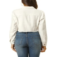 Jedinstvene povoljne ženske džins jakne izlizane dugmad oprane skraćene teksas jakne