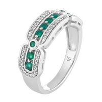 10k bijelo zlato Emerald & Carat T.W. Dijamantski prsten