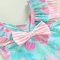 Licopipiee novorođenčad Dječji djevojčici kupaći ruffle trim cvjetni print Flying rukavi kupaći kostimi
