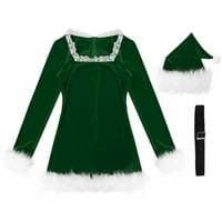 Ženski flanel Gospođa Santas Božićni Dugi rukav Bodycon Mini haljina