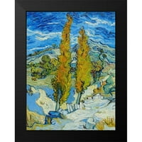 van Gogh, Vincent Black moderni uokvireni muzejska umjetnička grafika pod nazivom-Topole u Saint-remiju
