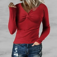 Advoicd majice za žene visoke ženske košulje žene V izrez dugi rukavi bluza s majicama majice Klintna