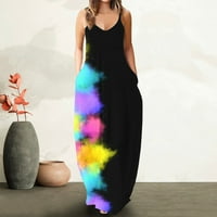 Clearance ženska Maxi haljina Plus Veličina V-izrez Strappy gradijent Tie Dye Print labave ljetne Ležerne