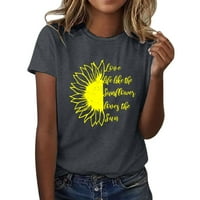 Žene T Shirts Loose Fit Suncokretovo Ljeto Plus Veličina Labava Bluza Tops Djevojka Kratki Rukav Grafički