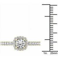 1-karatni TW dijamantski dvostruki Halo 14kt zaručnički prsten od žutog zlata