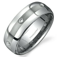 Muški zaobljeni rub Trokratna kubična cirkonija volfram Vjenčani prsten