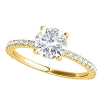 1. Karat Moissanite zaručnički prsten od prirodnog dijamanta od 14k prstena od punog žutog zlata veličine