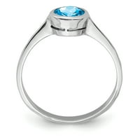Primal Silver Sterling Silver Rodijumski plavi topaz prsten